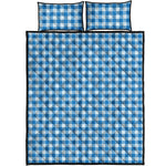Blue And White Check Pattern Print Quilt Bed Set