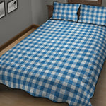 Blue And White Check Pattern Print Quilt Bed Set