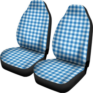 Blue And White Check Pattern Print Universal Fit Car Seat Covers