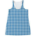 Blue And White Check Pattern Print Women's Racerback Tank Top