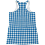 Blue And White Check Pattern Print Women's Racerback Tank Top