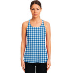 Blue And White Check Pattern Print Women's Racerback Tank Top