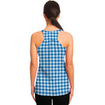 Blue And White Check Pattern Print Women's Racerback Tank Top