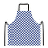 Blue And White Checkered Pattern Print Apron