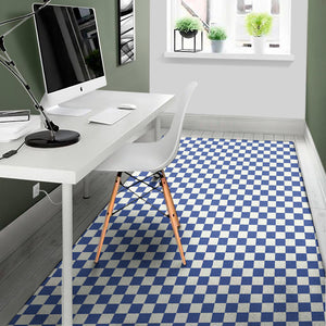 Blue And White Checkered Pattern Print Area Rug