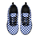 Blue And White Checkered Pattern Print Black Sneakers