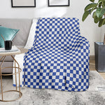 Blue And White Checkered Pattern Print Blanket