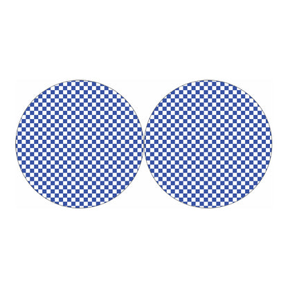 Blue And White Checkered Pattern Print Car Coasters