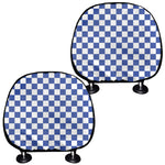 Blue And White Checkered Pattern Print Car Headrest Covers