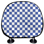 Blue And White Checkered Pattern Print Car Headrest Covers