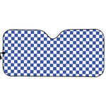Blue And White Checkered Pattern Print Car Sun Shade