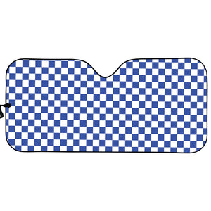 Blue And White Checkered Pattern Print Car Sun Shade