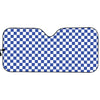 Blue And White Checkered Pattern Print Car Sun Shade