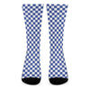 Blue And White Checkered Pattern Print Crew Socks