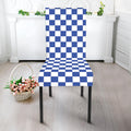 Blue And White Checkered Pattern Print Dining Chair Slipcover