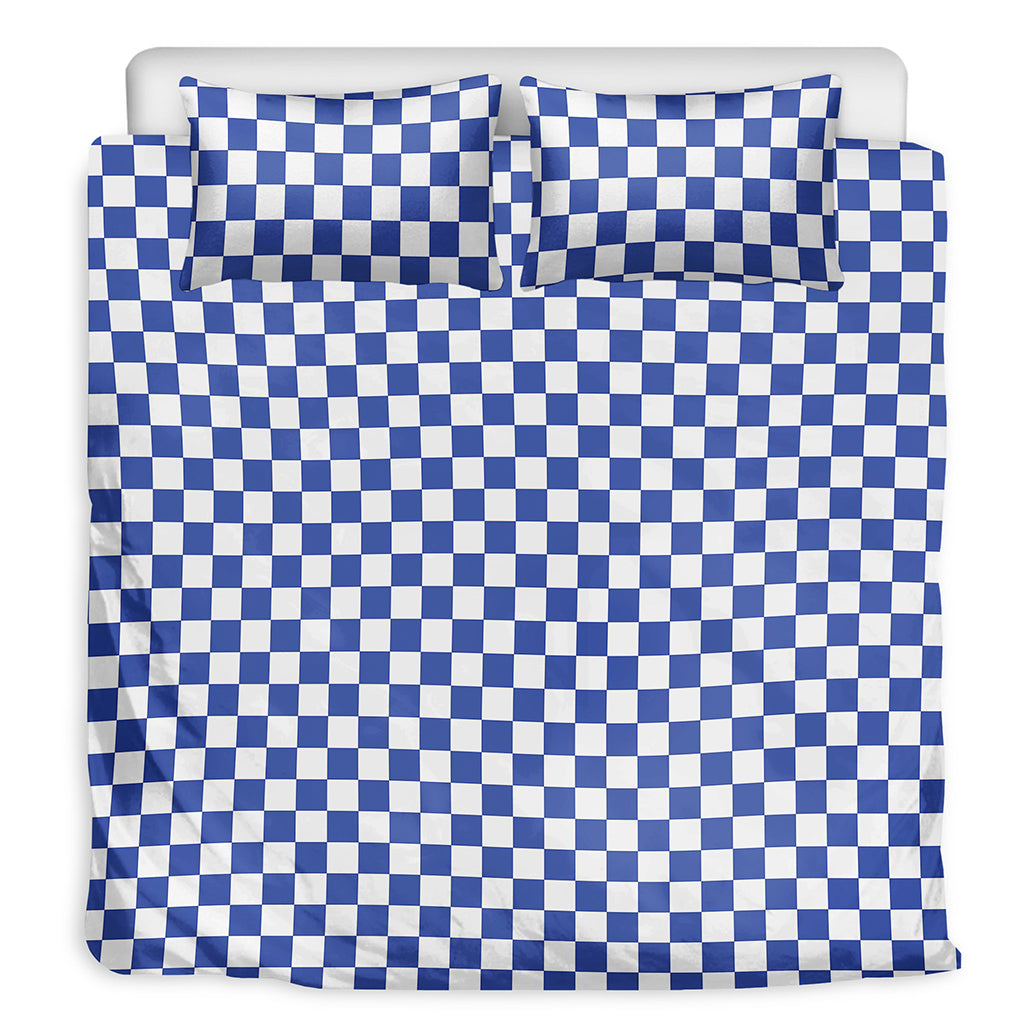 Blue And White Checkered Pattern Print Duvet Cover Bedding Set