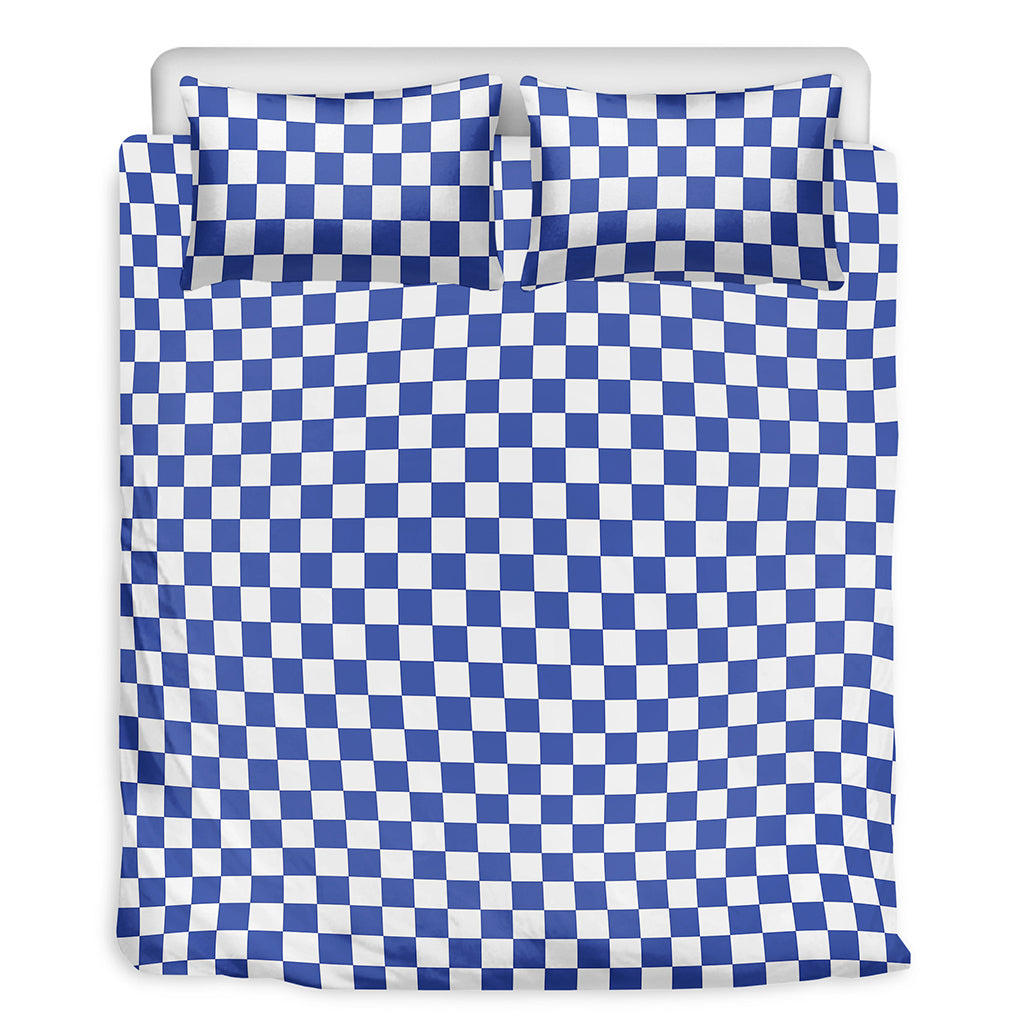 Blue And White Checkered Pattern Print Duvet Cover Bedding Set