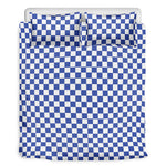 Blue And White Checkered Pattern Print Duvet Cover Bedding Set