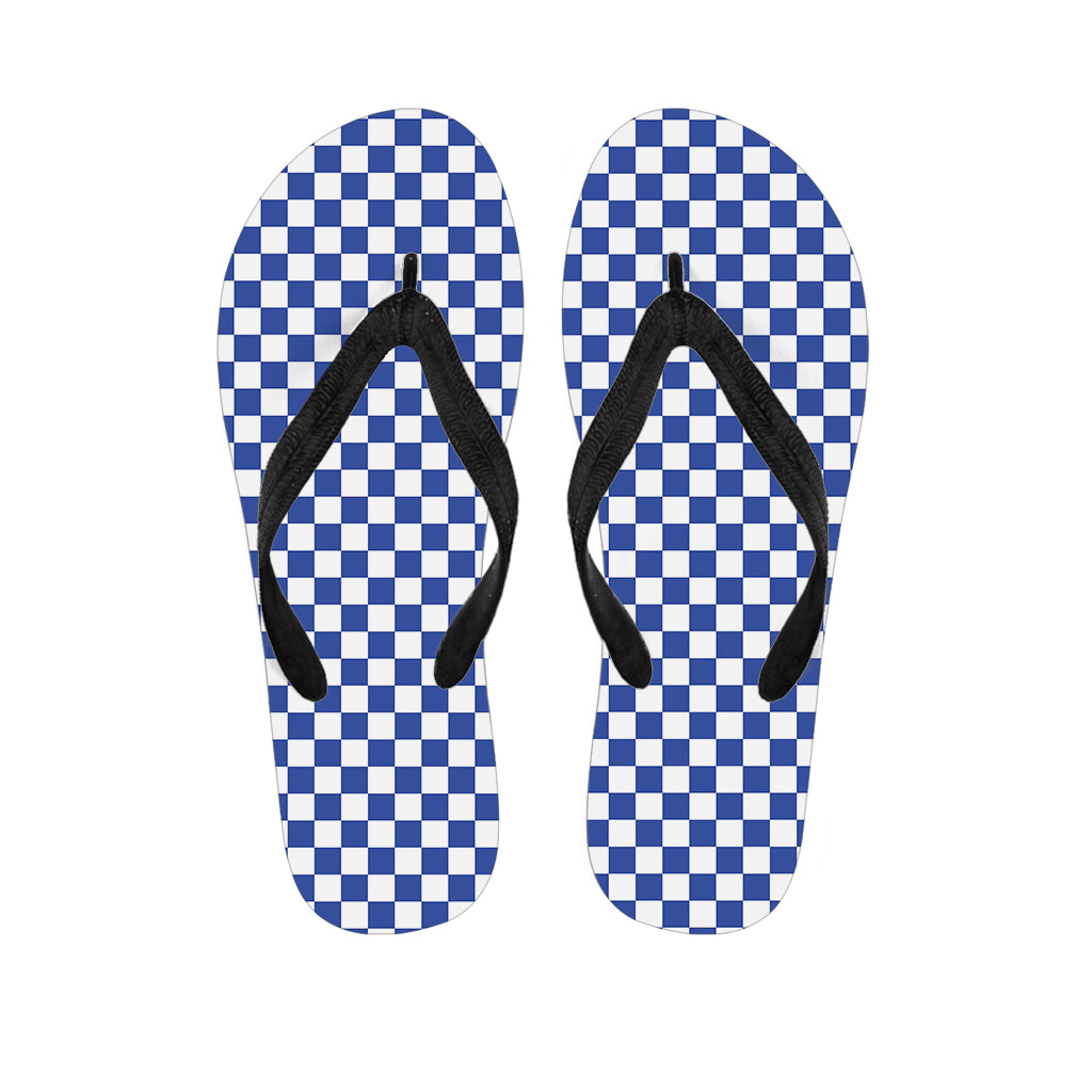 Blue And White Checkered Pattern Print Flip Flops