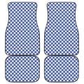 Blue And White Checkered Pattern Print Front and Back Car Floor Mats