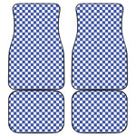 Blue And White Checkered Pattern Print Front and Back Car Floor Mats