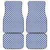 Blue And White Checkered Pattern Print Front and Back Car Floor Mats