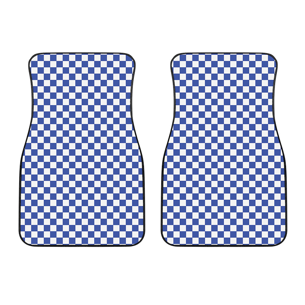 Blue And White Checkered Pattern Print Front Car Floor Mats