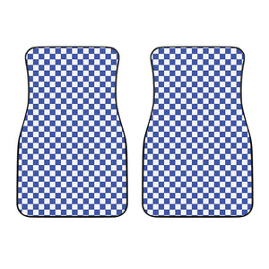 Blue And White Checkered Pattern Print Front Car Floor Mats