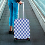 Blue And White Checkered Pattern Print Luggage Cover