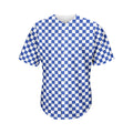Blue And White Checkered Pattern Print Men's Baseball Jersey