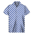 Blue And White Checkered Pattern Print Men's Short Sleeve Shirt