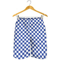 Blue And White Checkered Pattern Print Men's Shorts