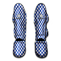 Blue And White Checkered Pattern Print Muay Thai Shin Guards