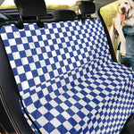 Blue And White Checkered Pattern Print Pet Car Back Seat Cover