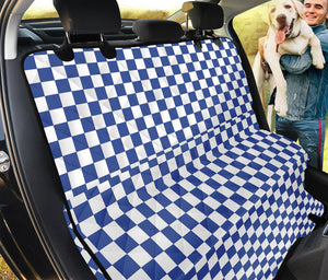 Blue And White Checkered Pattern Print Pet Car Back Seat Cover