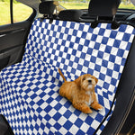 Blue And White Checkered Pattern Print Pet Car Back Seat Cover