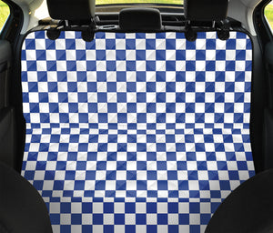 Blue And White Checkered Pattern Print Pet Car Back Seat Cover