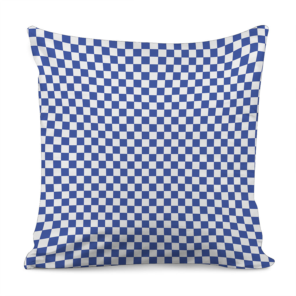 Blue And White Checkered Pattern Print Pillow Cover