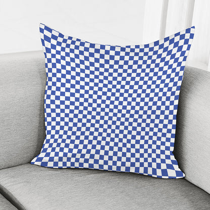 Blue And White Checkered Pattern Print Pillow Cover