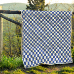 Blue And White Checkered Pattern Print Quilt