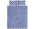 Blue And White Checkered Pattern Print Quilt Bed Set