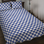Blue And White Checkered Pattern Print Quilt Bed Set