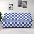 Blue And White Checkered Pattern Print Sofa Cover