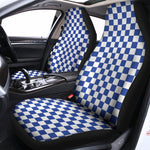 Blue And White Checkered Pattern Print Universal Fit Car Seat Covers