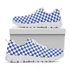 Blue And White Checkered Pattern Print White Sneakers