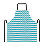 Blue And White Chevron Pattern Print Apron