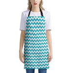 Blue And White Chevron Pattern Print Apron