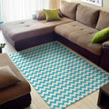 Blue And White Chevron Pattern Print Floor Mat