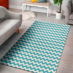Blue And White Chevron Pattern Print Area Rug