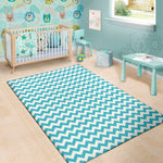 Blue And White Chevron Pattern Print Area Rug